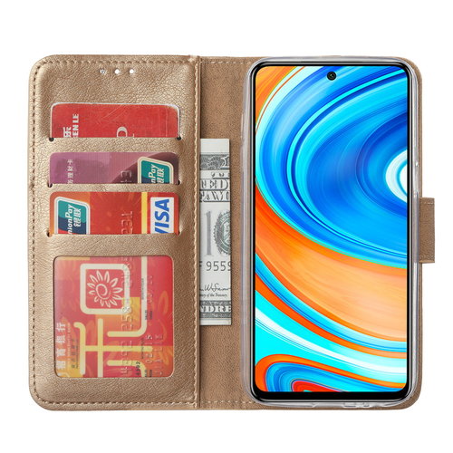 Bookcase Xiaomi Redmi Note 9 Pro Hoesje - Goud