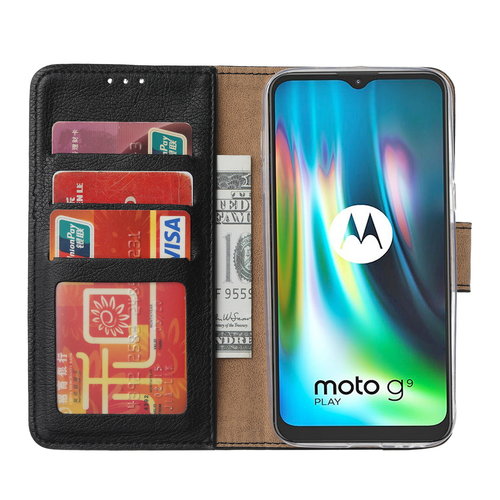 Bookcase Motorola Moto G9 Play hoesje - Zwart