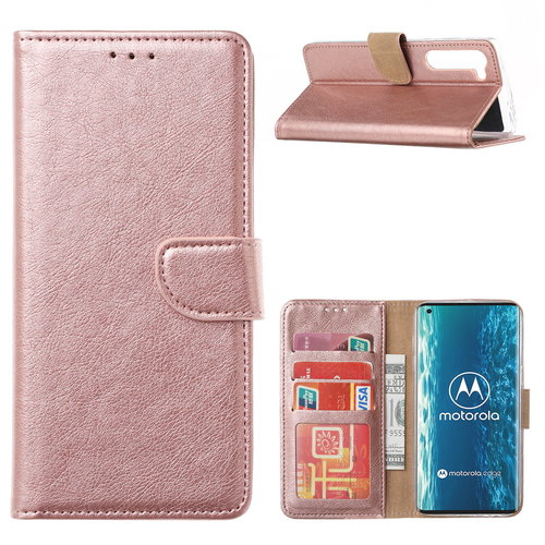 Bookcase Motorola Edge hoesje - Rosé Goud