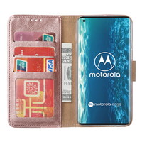 Bookcase Motorola Edge hoesje - Rosé Goud