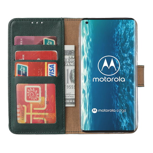 Bookcase Motorola Edge hoesje - Smaragdgroen