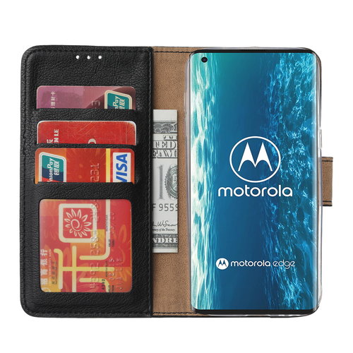 Bookcase Motorola Edge hoesje - Zwart