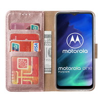 Bookcase Motorola One Fusion hoesje - Rosé Goud