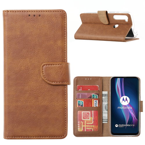 Bookcase Motorola One Fusion Plus hoesje - Bruin