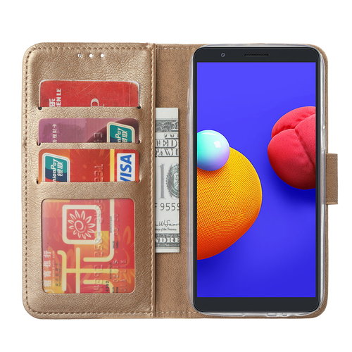 Bookcase Samsung Galaxy A01 Core hoesje - Goud
