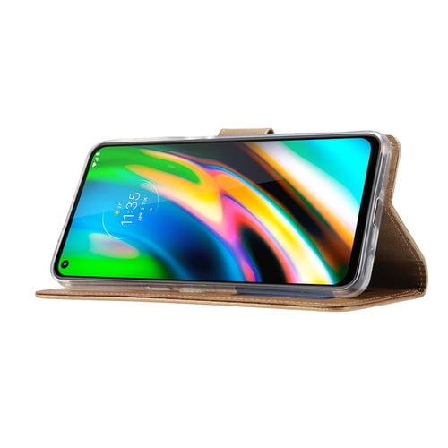 Bookcase Motorola Moto G9 Plus hoesje - Goud