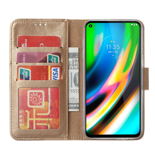 Bookcase Motorola Moto G9 Plus hoesje - Goud