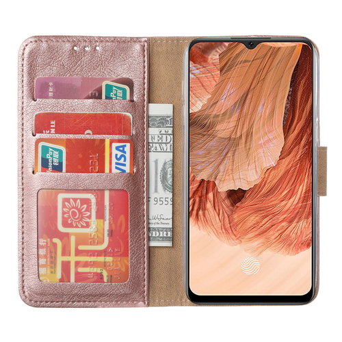 Bookcase Oppo F17 hoesje - Rosé Goud