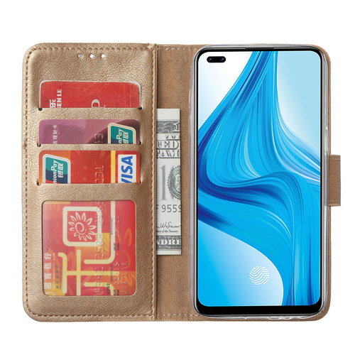 Bookcase Oppo F17 Pro hoesje - Goud