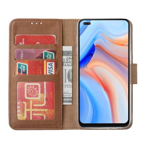 Bookcase Oppo Reno 4 hoesje - Bruin