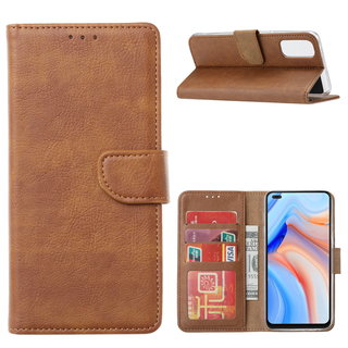 Bookcase Oppo Reno 4 hoesje - Bruin