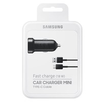 Samsung Originele Adaptive Fast Charging Mini Autolader met 120cm Type-C kabel - Zwart