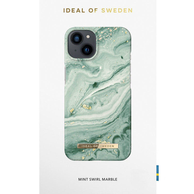 nogmaals Milieuactivist Merg Ideal of Sweden iPhone 13 hoesje - Mint Swirle Marble print - Diamtelecom