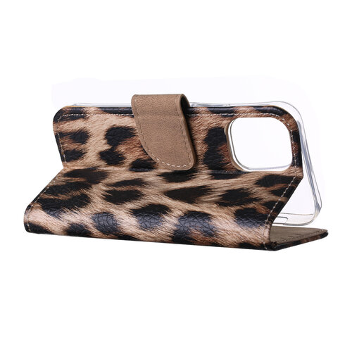 Panter print Bookcase hoesje voor de Apple iPhone 14 Pro Max