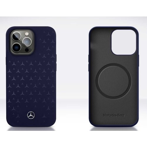 Mercedes AMG iPhone 14 Pro hoesje - Star Print blauw Magsafe