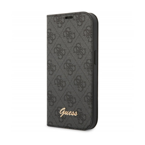 Guess Originele Monogram Bookcase hoesje voor de Apple iPhone 14 Pro - Grijs