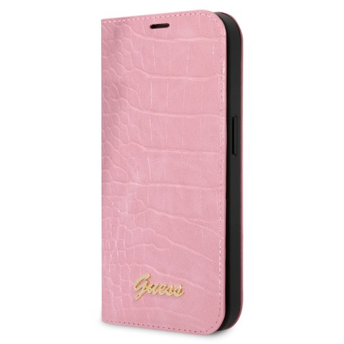 Guess Originele Croco Bookcase Hoesje voor de Apple iPhone 14 Pro - Roze