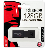 Kingston Technology DT 100 USB 3.1 / 3.0 Flashstation - 128 GB Zwart