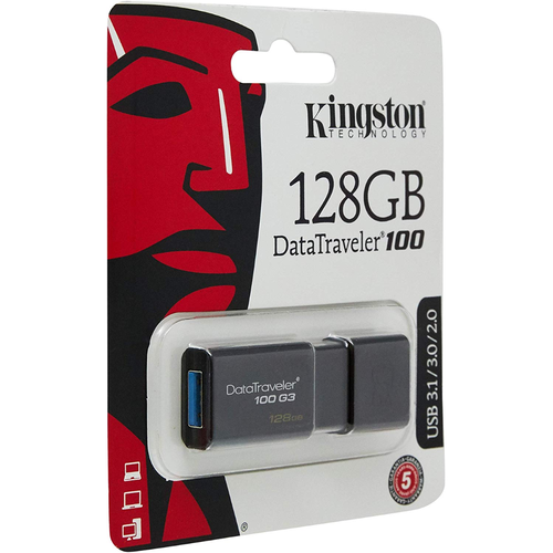 Kingston Technology DT 100 USB 3.1 / 3.0 Flashstation - 128 GB Zwart