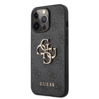 Guess Originele Monogram Metal Logo Bookcase hoesje voor de Apple iPhone 13 Pro - Grijs