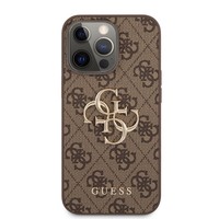 Guess Originele Monogram Metal Logo Bookcase hoesje voor de Apple iPhone 13 Pro - Bruin