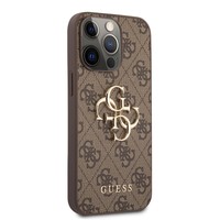 Guess Originele Monogram Metal Logo Bookcase hoesje voor de Apple iPhone 13 Pro - Bruin