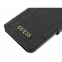 Guess Originele Croco Bookcase Hoesje voor de Apple iPhone 14 Pro - Zwart