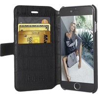 Guess Originele Croco Bookcase Hoesje voor de Apple iPhone 14 Pro - Zwart