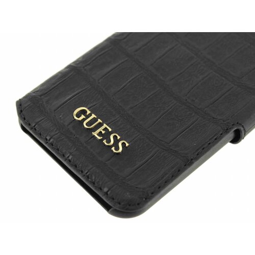 Guess Originele Croco Bookcase Hoesje voor de Apple iPhone 14 - Zwart