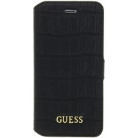 Guess Originele Croco Bookcase Hoesje voor de Apple iPhone 14 Plus - Zwart