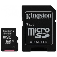 Kingston Technology MicroSDXC Class 10 64GB geheugenkaart + adapter