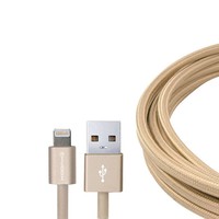Nylon iPhone 5 / 6 / 6S / 6 Plus / 6S Plus Lightning naar USB-kabel 140cm - Goud