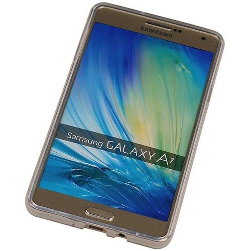 Puloka TPU Siliconen hoesje voor de achterkant van de Samsung Galaxy A7 - Transparant / Grijs / Roze