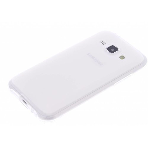 Puloka TPU Siliconen hoesje voor de achterkant van de Samsung Galaxy J1 - Transparant / Grijs / Bruin