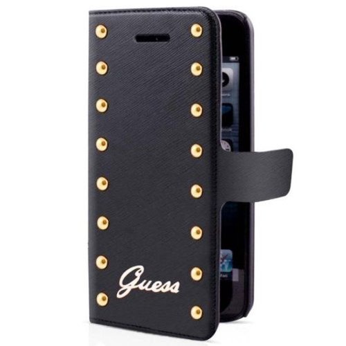 Guess Originele Studded Collection Folio Bookcase hoesje voor de Apple iPhone 5 / 5S / SE - Zwart