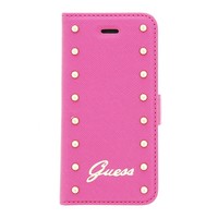 Guess Apple iPhone 5 / 5S Originele Studded Collection Folio Bookcase hoesje - Roze