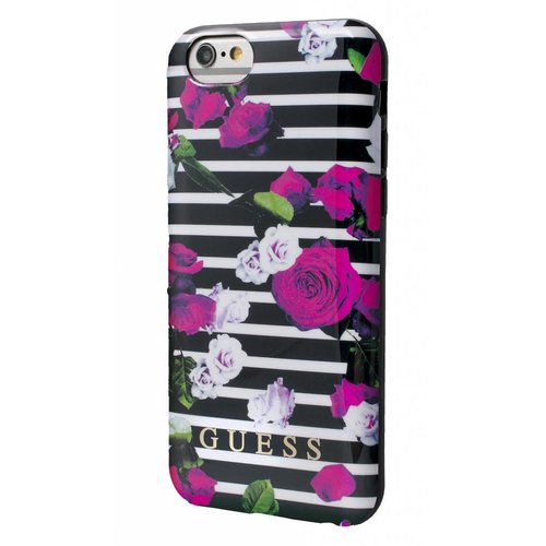 Guess Apple iPhone 6 / 6S Originele Rozen Bloemen Hardcase hoesje - Zwart