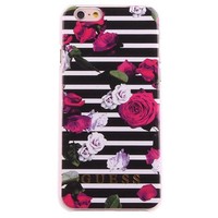 Guess Apple iPhone 6 / 6S Originele Rozen Bloemen Hardcase hoesje - Zwart