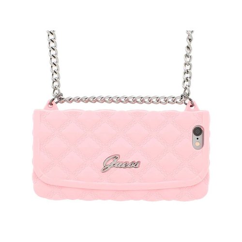 Guess Originele Silicone Clutch Case hoesje voor de Apple iPhone 6 / 6S - Roze