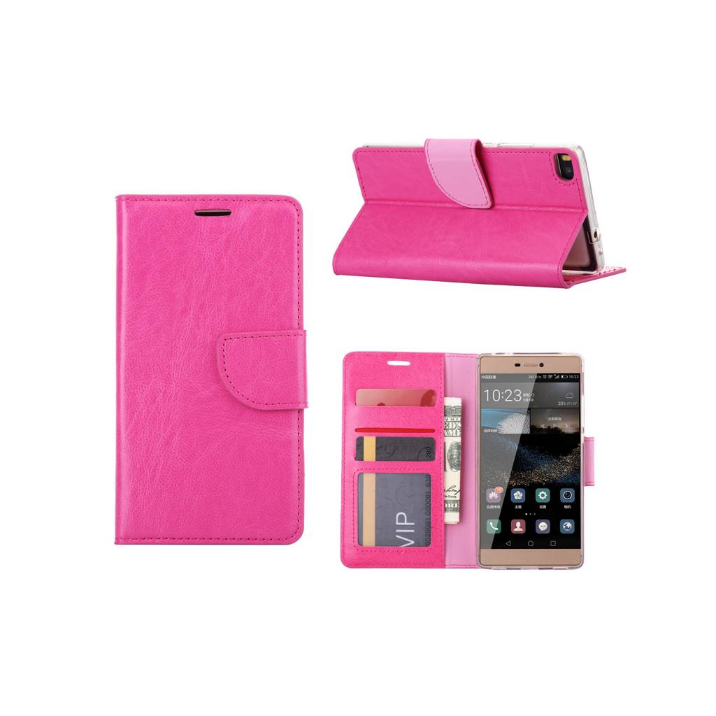 Controversieel Virus Maxim Bookcase Huawei P8 hoesje - Roze - Diamtelecom