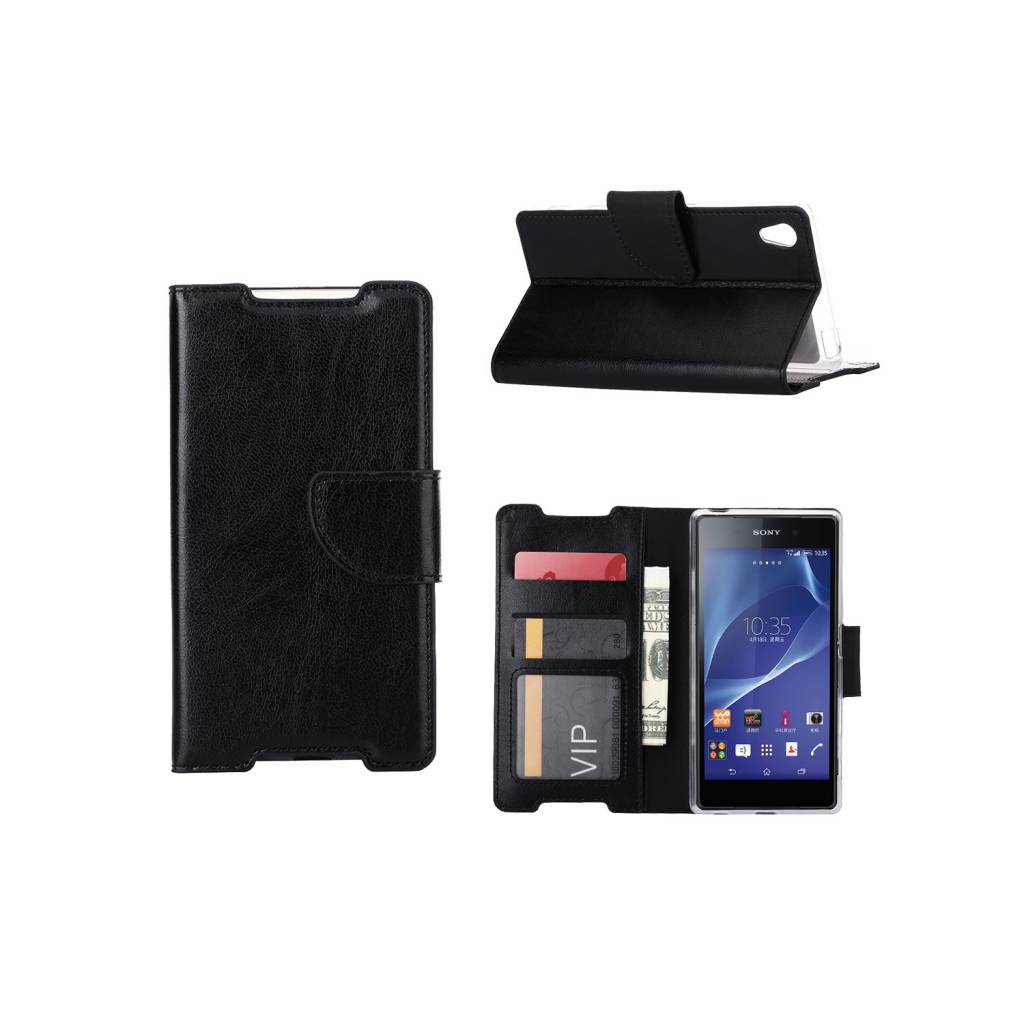 Uitbarsten Meesterschap Pardon Bookcase Sony Xperia Z2 hoesje - Zwart - Diamtelecom