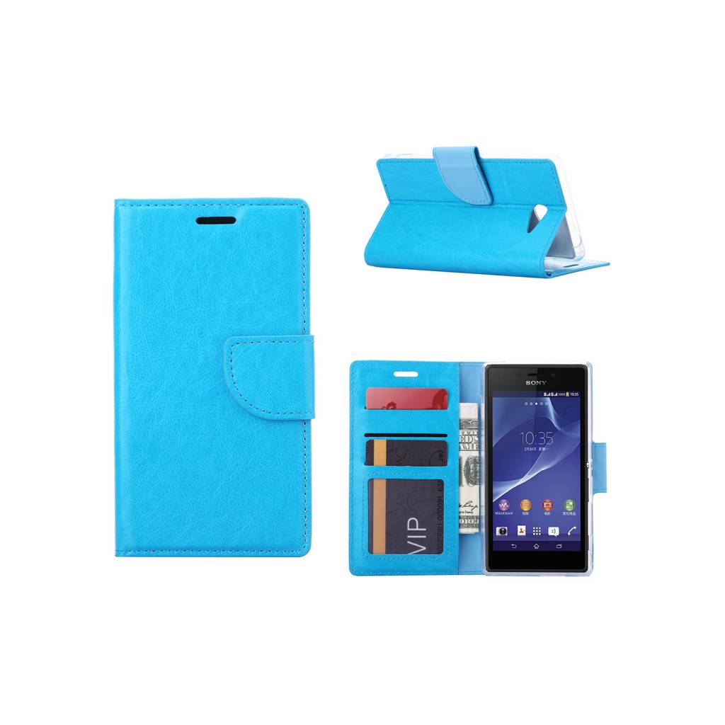 Humaan droog Sympton Bookcase Sony Xperia M2 Aqua hoesje - Blauw - Diamtelecom