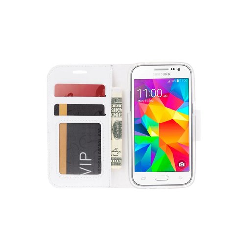 Weiland Detecteerbaar Mos Bookcase Samsung Galaxy Core Prime G360 hoesje - Wit - Diamtelecom