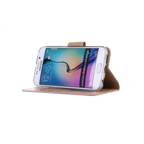sirene Trend verraden Bookcase Samsung Galaxy S6 Edge hoesje - Goud - Diamtelecom