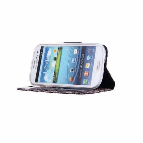 oven Vlekkeloos premier Slangenprint Lederen Bookcase hoesje - Zwart voor de Samsung Galaxy S4 -  Diamtelecom