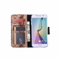 Slangenprint Lederen Bookcase hoesje - Bruin voor de Samsung Galaxy S6