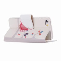 Vogel print lederen bookcase hoesje voor de Apple iPhone 5S