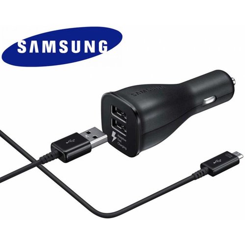 Samsung Originele Adaptive Fast Charging Dual port Autolader 9.0V / 2,0 A incl. Micro-USB 1 meter Data + oplaadkabel - Zwart
