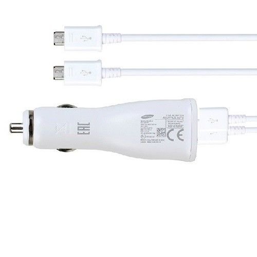 Samsung Originele Adaptive Fast Charging Dual port Autolader 9.0V / 2,0 A met kabel - Wit