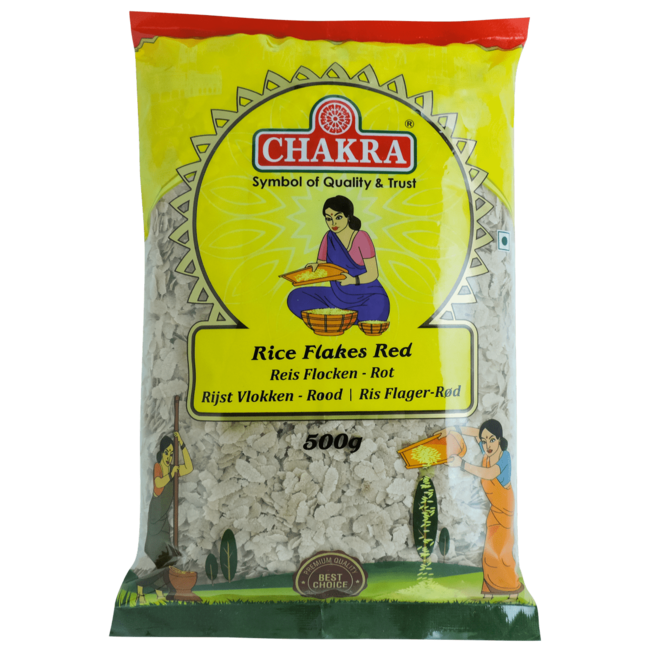 Chakra Rice Flakes Red Medium (rode rijstvlokken), 500 gr